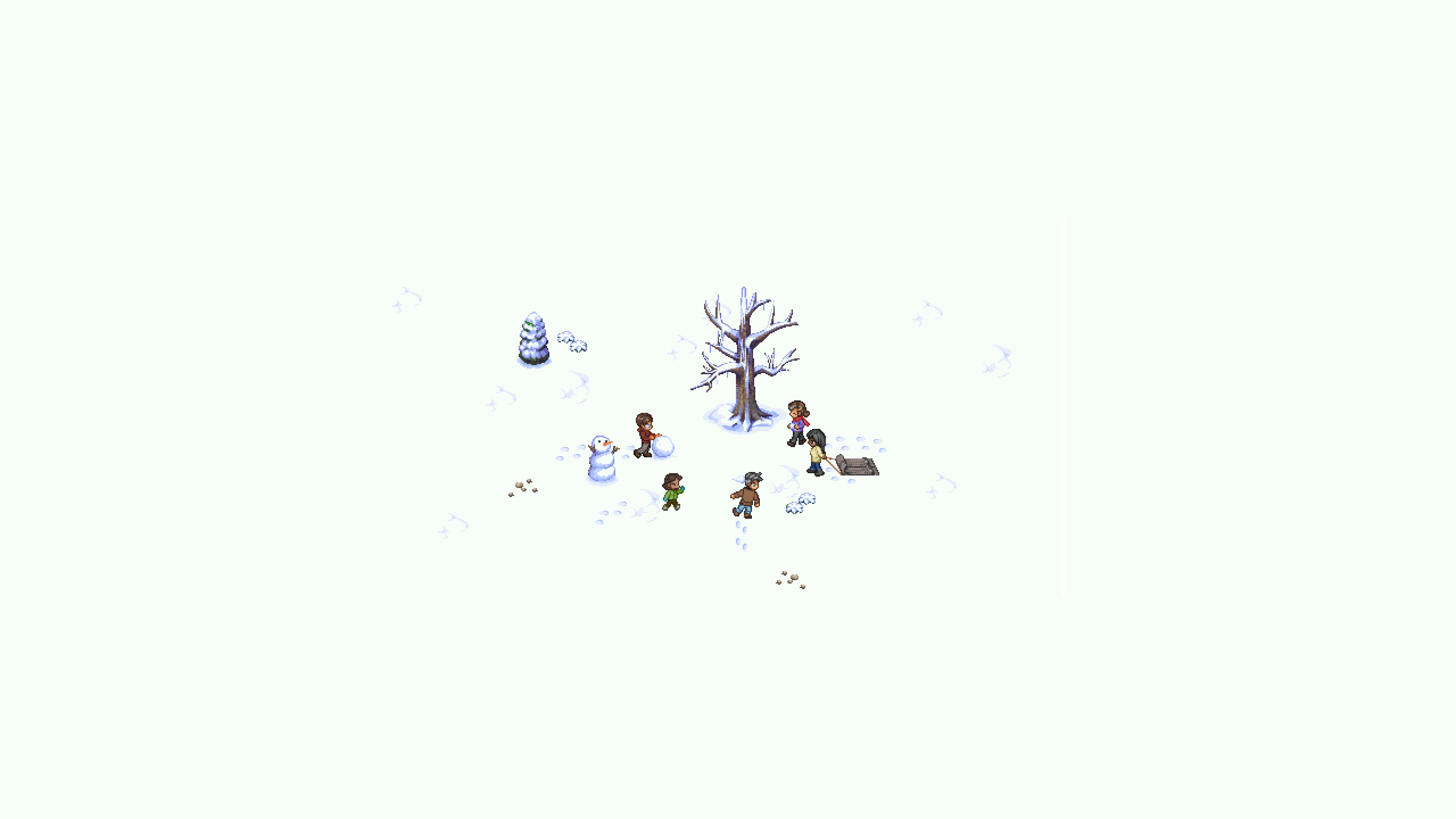 Impostor Factory characters playing in the snow